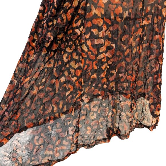 Lisa Bayne Sz M Animal Print Semi Sheer Crinkle Mesh Asymmetric Lagenlook Dress - Picture 7 of 12